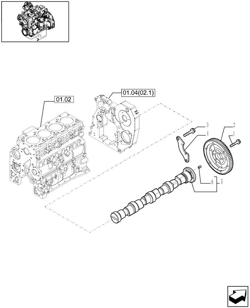Схема запчастей Case IH WDX1202 - (01.10[2]) - CAMSHAFT - TIMING CONTROL (01) - ENGINE