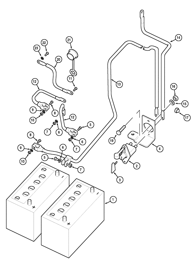 Схема запчастей Case IH MX80C - (04-14) - BATTERY AND CABLES (04) - ELECTRICAL SYSTEMS