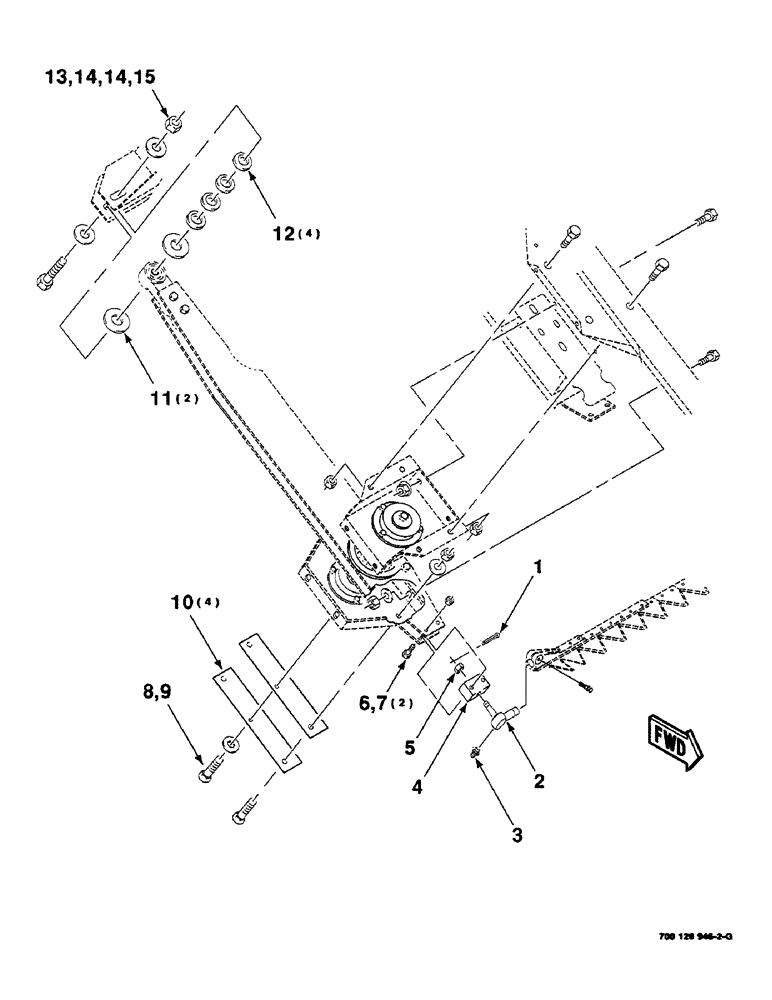 Схема запчастей Case IH 8830 - (2-14) - SWAYBAR MOUNTING ASSEMBLY, RIGHT (58) - ATTACHMENTS/HEADERS