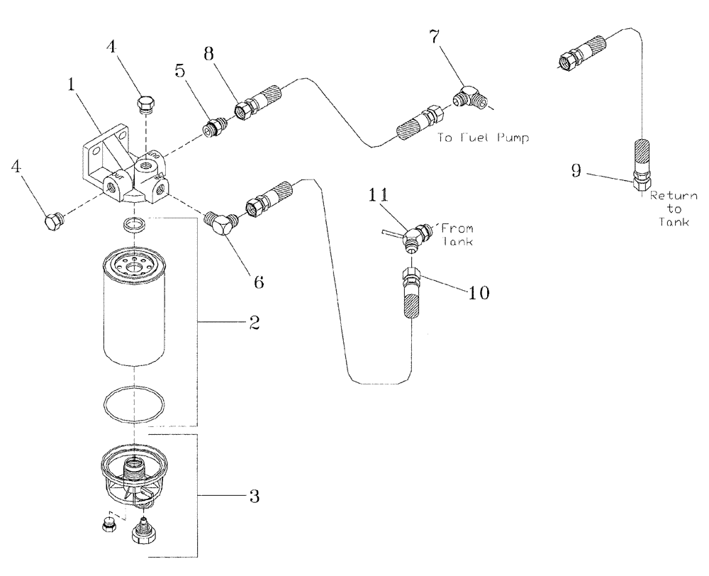 Схема запчастей Case IH 7700 - (C01[04]) - WATER SEPARATOR AND FUEL LINES, 125,M11 Engine & Engine Attachments