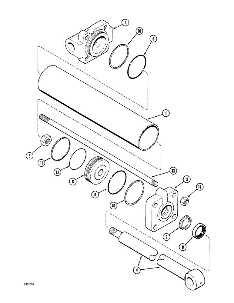 Схема запчастей Case IH 184 - (8-08) - LIFT CYLINDER ASSEMBLY, FOLDING FRAME, 8 ROW WIDE AND 8 ROW NARROW 3.5 ID X 16 INCH STROKE 