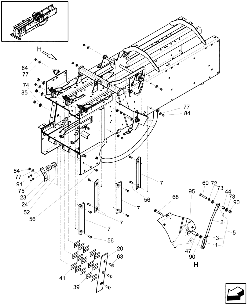 Схема запчастей Case IH SB521 - (62.150.03) - STATIONARY KNIFE, NEEDLE YOKE ROD & HAY WEDGES (62) - PRESSING - BALE FORMATION