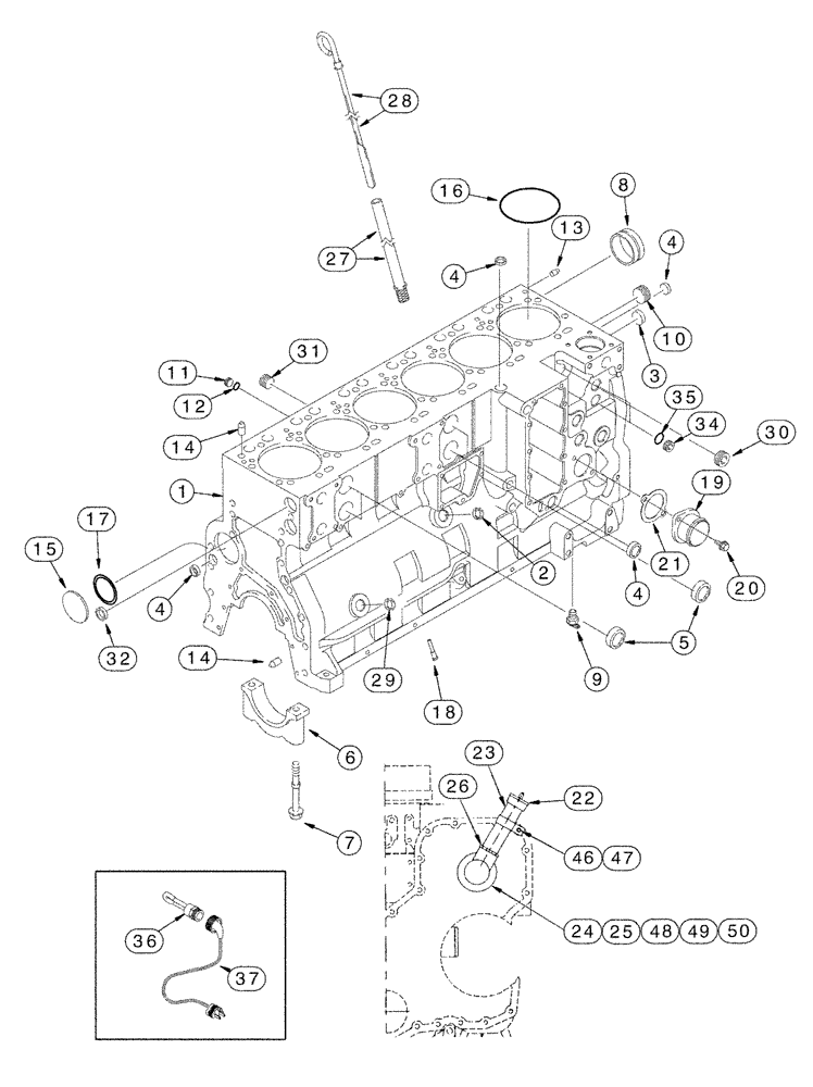 Схема запчастей Case IH FLX3330B - (02-018) - CYLINDER BLOCK (FLX3300B CASE ENGINE) (01) - ENGINE
