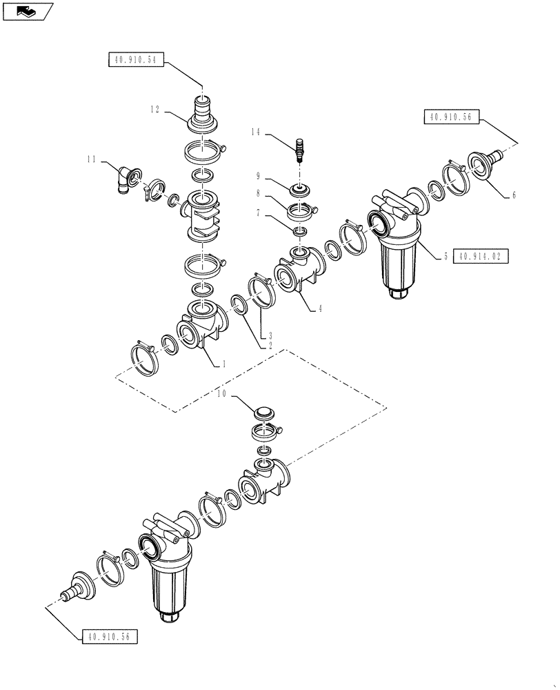 Схема запчастей Case IH 4430 - (40.910.55) - CENTER SECTION MANIFOLD GROUP, 7 SECTION, LO-FLOW, 120’ BOOM (40 ) - PLUMBING