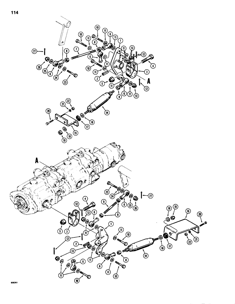 Схема запчастей Case IH 1835 - (114) - TANDEM PUMP CONTROL LEVERS AND MOUNTING (11) - TRACKS/STEERING