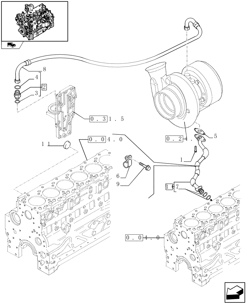 Схема запчастей Case IH PUMA 140 - (0.30.5) - PIPING - ENGINE OIL (01) - ENGINE