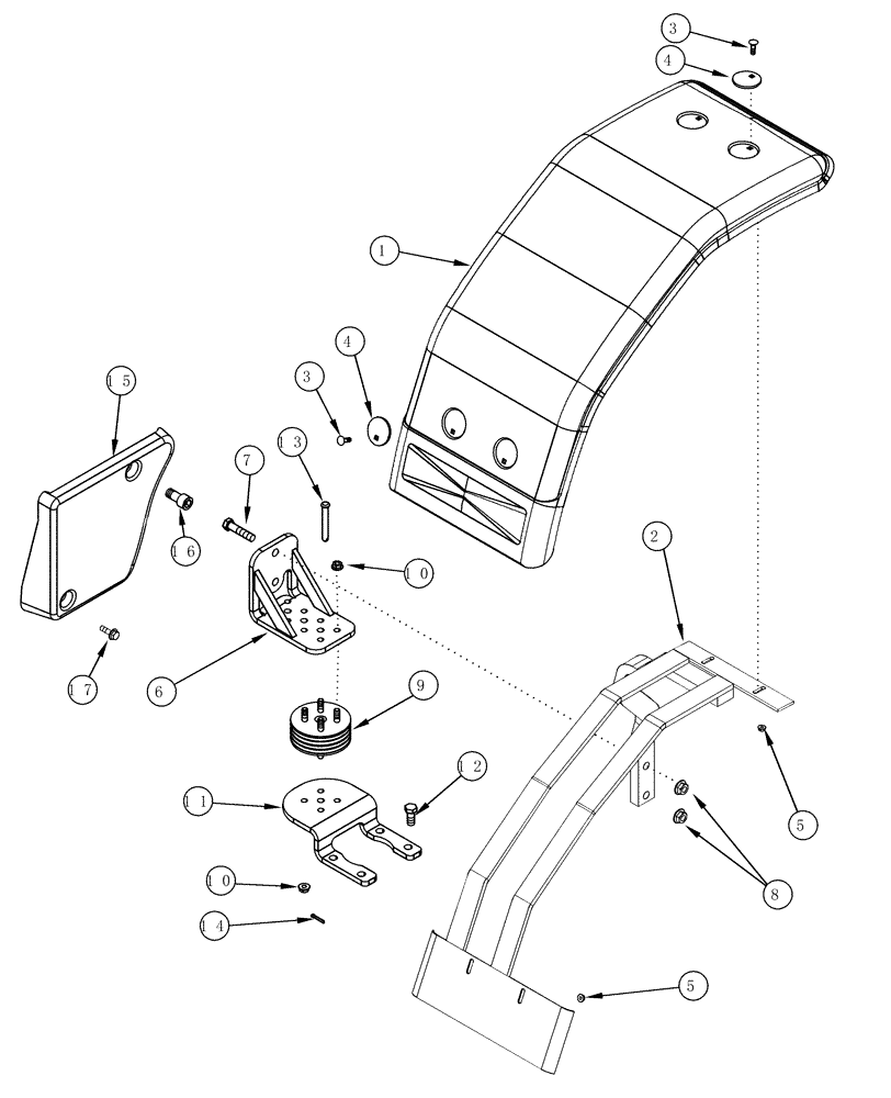 Схема запчастей Case IH MX180 - (09-06) - FENDERS FRONT, NARROW (09) - CHASSIS/ATTACHMENTS