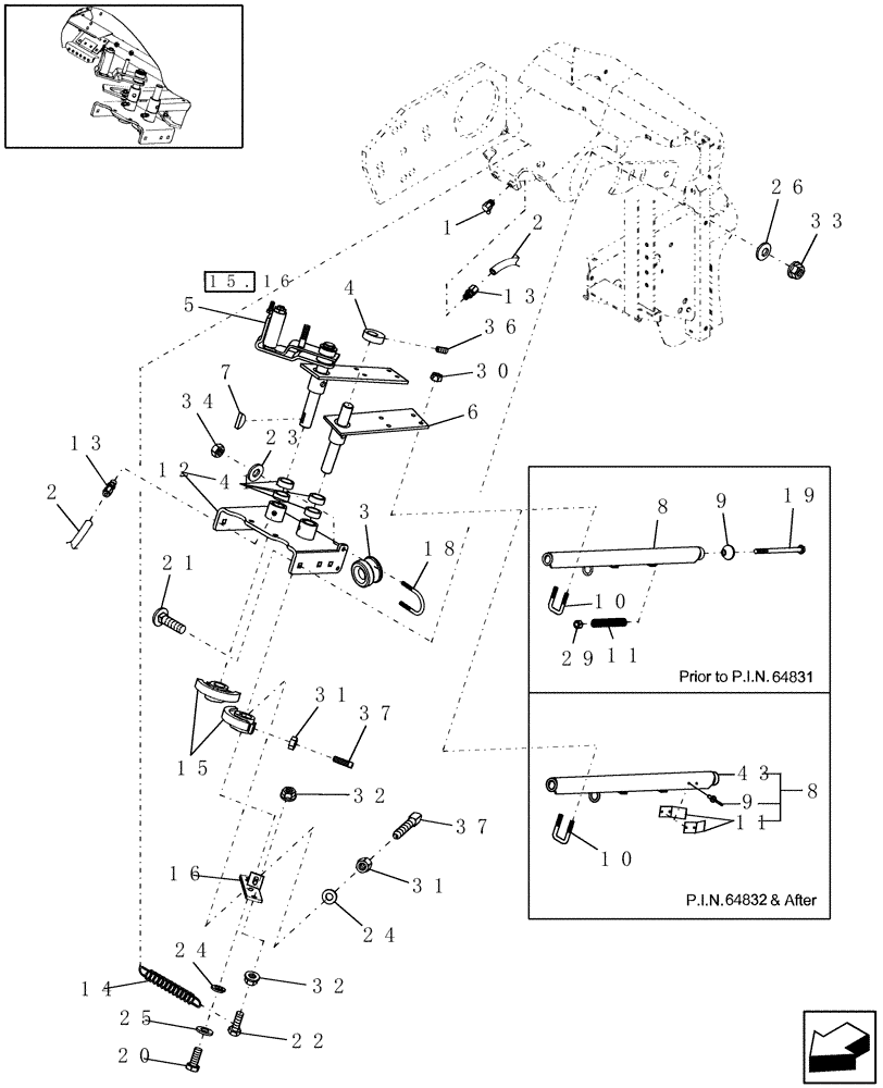 Схема запчастей Case IH RBX562 - (15.11) - TWINE ARM (15) - KNOTTER /WRAPPER