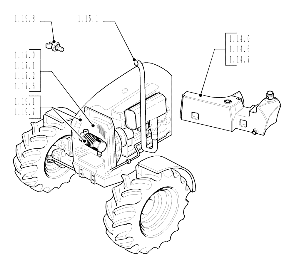 Схема запчастей Case IH JX80 - (SEC. 02) - ENGINE EQUIP. (00) - GENERAL