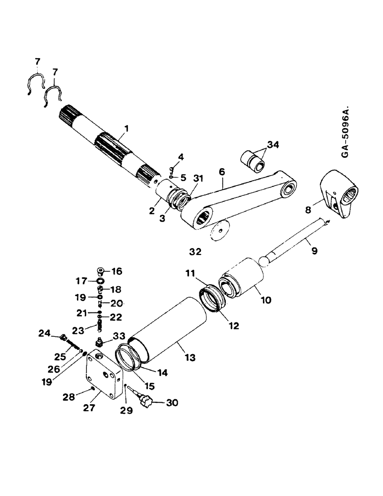 Схема запчастей Case IH 744 - (2G19) - POWER CYLINDER, ROCKSHAFT ASSEMBLY (07) - HYDRAULICS