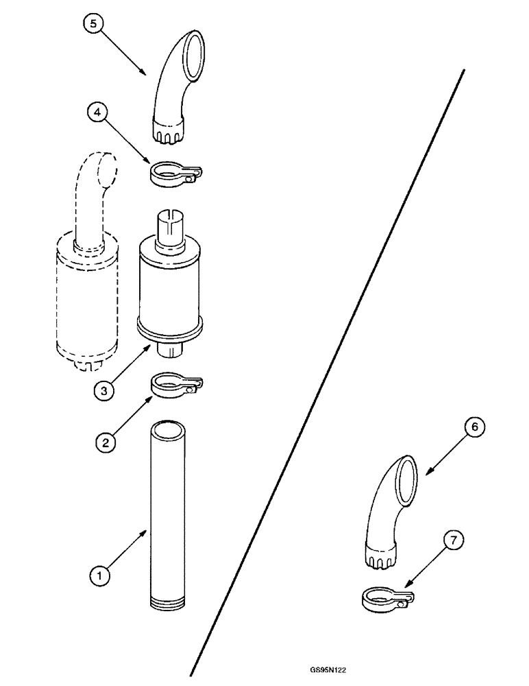 Схема запчастей Case IH DT-407 - (7-70) - EXHAUST SYSTEM, 815 COMBINES, 915 COMBINES 