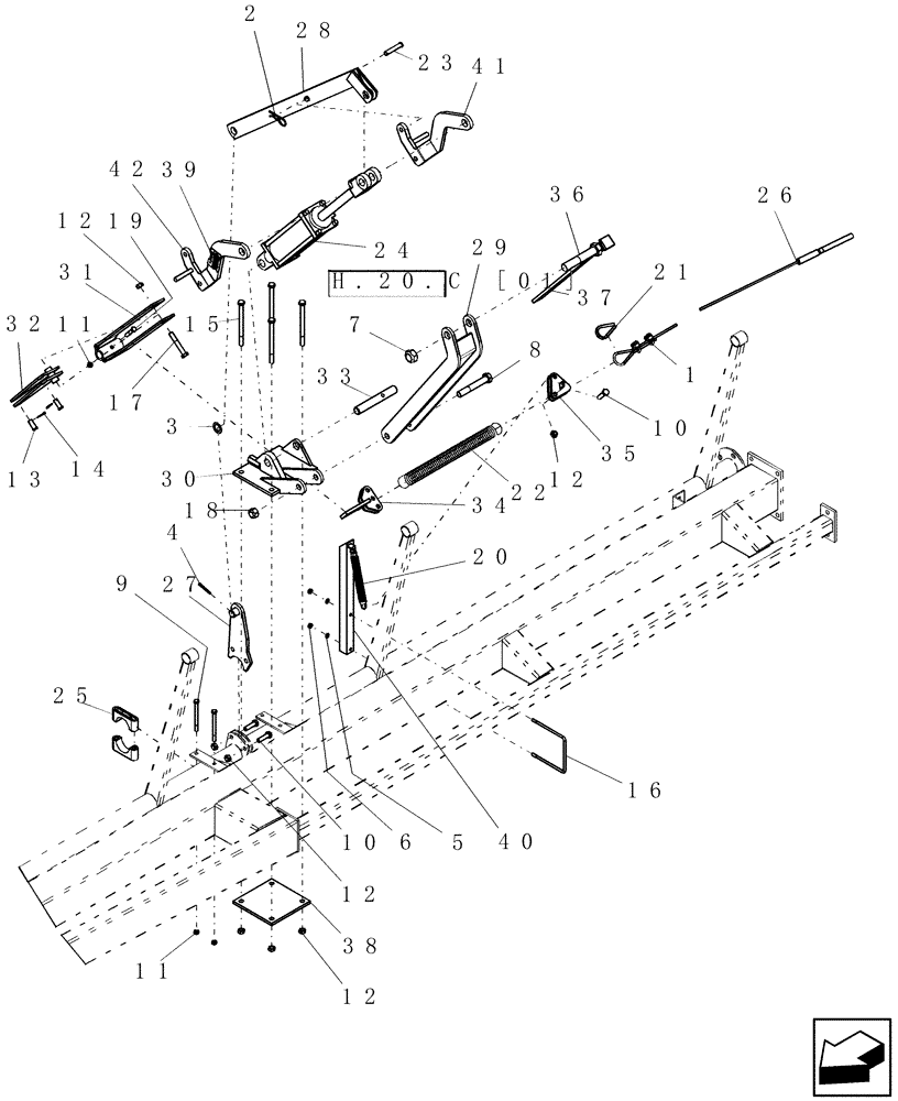 Схема запчастей Case IH SRX100 - (H.20.C[02]) - WHEELED BOOM - MASTER CYLINDER LINKAGE ASSEMBLY (LEFT HAND SIDE) H - Working Arm