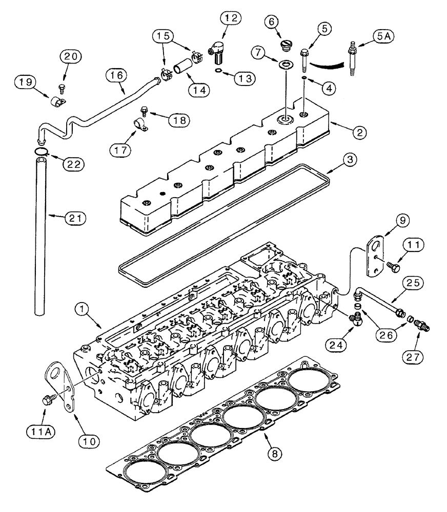 Схема запчастей Case IH 7250 - (2-064) - CYLINDER HEAD COVER, 6T-830 AND 6TA-830 ENGINE, PRIOR TO TRACTOR PIN JJA0064978 (02) - ENGINE