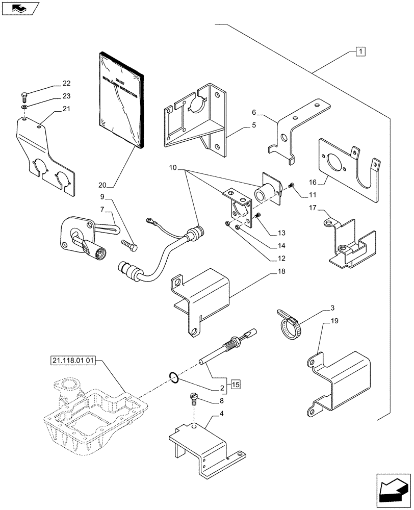 Схема запчастей Case IH PUMA 200 - (88.010.02) - DIA KIT - ENGINE BLOCK AND TRANSMISSION OIL HEATERS (240V) (88) - ACCESSORIES