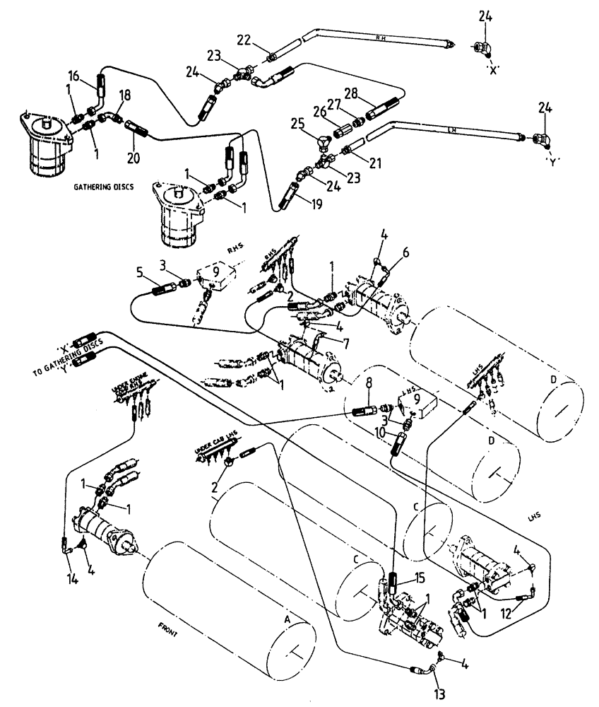 Схема запчастей Case IH 7700 - (B05[60A]) - HYDRAULIC CIRCUIT {TOP ROLLERS, ROTARY CHOPPER} Hydraulic Components & Circuits