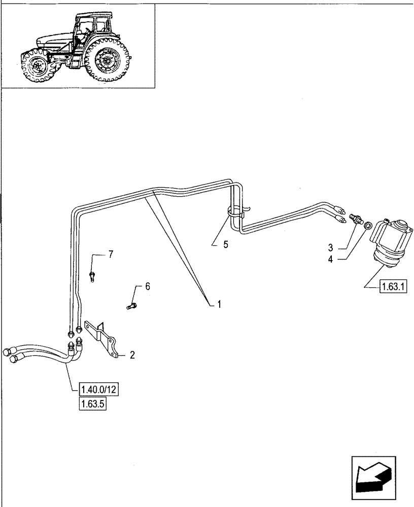 Схема запчастей Case IH JX75 - (1.63.8[02]) - POWER STEERING - PUMP AND PIPES (04) - FRONT AXLE & STEERING