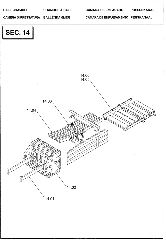 Схема запчастей Case IH LBX331P - (0.0030[01]) - SECTION LIST 14 - BALE CHAMBER (00) - GENERAL