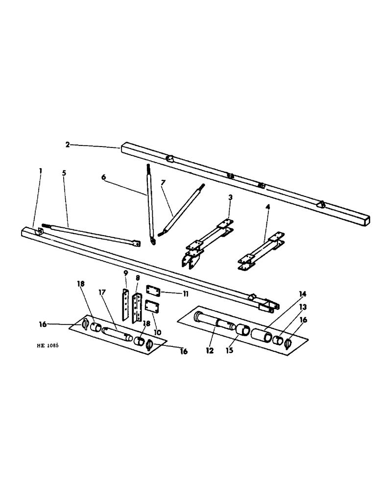 Схема запчастей Case IH 55 - (B-09) - FRAME AND TRACTOR HITCH, 17 FOOT AND 21 FOOT TWO RANK ROW CROP, MACHINES BUILT PRIOR TO 1973 SEASON 
