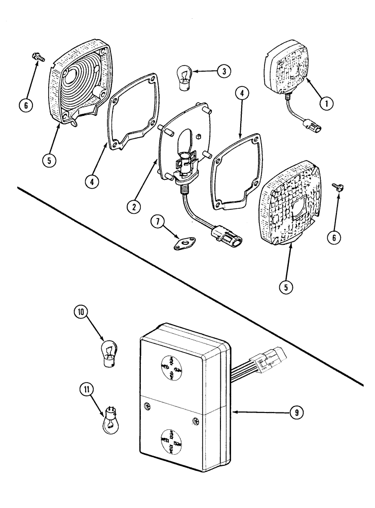 Схема запчастей Case IH 1220 - (55.404.04) - ELECTRICAL - WARNING LAMP ASSEMBLIES 192052A1 AND 307122A1 (55) - ELECTRICAL SYSTEMS