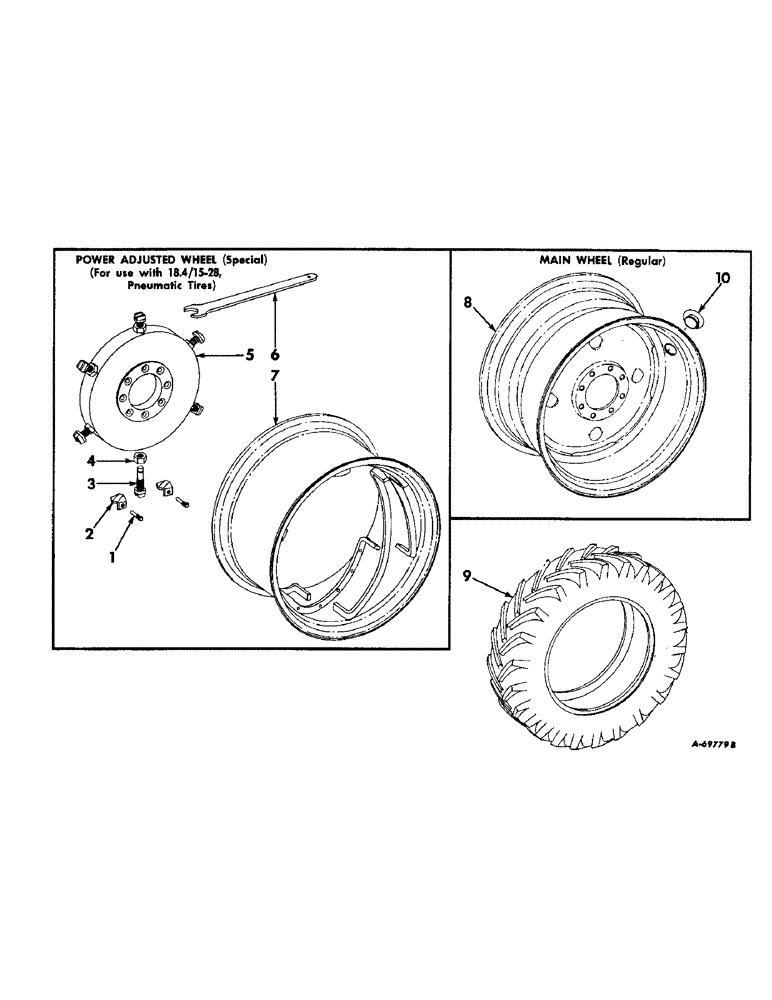 Схема запчастей Case IH 403 - (049) - MAIN WHEEL, TIRES AND TUBE, REGULAR (44) - WHEELS