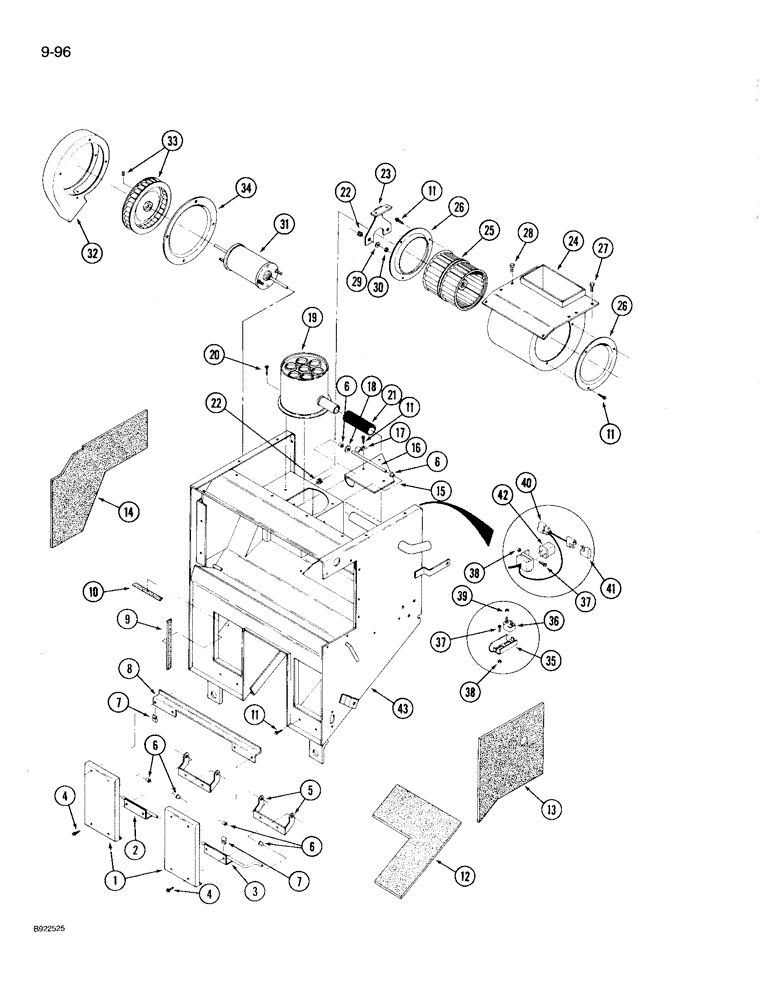 Схема запчастей Case IH 9230 - (9-096) - AIR CONDITIONER AND HEATER MODULE ASSEMBLY, INTERNAL COMPONENTS, PRIOR TO P.I.N. JCB0028400 (CONTD) (09) - CHASSIS/ATTACHMENTS
