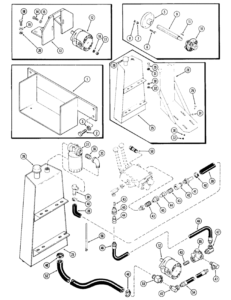 Схема запчастей Case IH 65 - (47A) - HYDRAULIC KIT, FRONT MOUNTED, 13 GALLON PER MINUTE PUMP, 990 & 995 2WD TRACTORS, USED 1978 & AFTER (35) - HYDRAULIC SYSTEMS