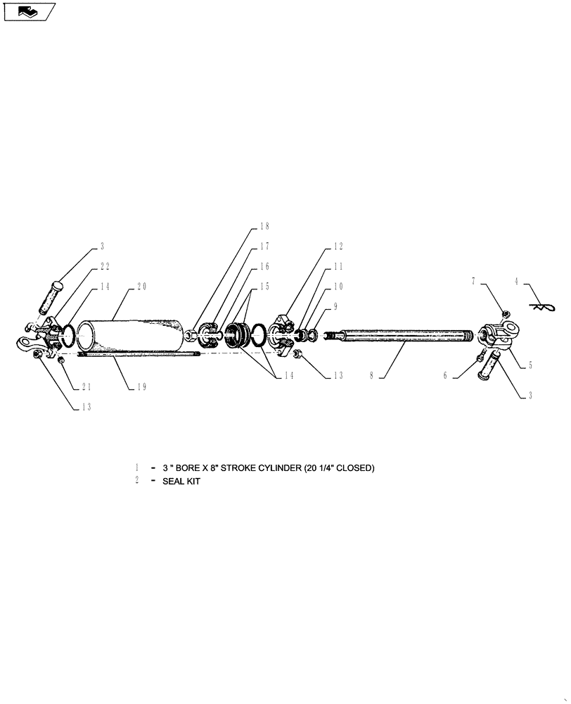 Схема запчастей Case IH COULTER CHAMP - (35.100.02) - HYDRAULIC CYLINDER - 3" X 8" (35) - HYDRAULIC SYSTEMS