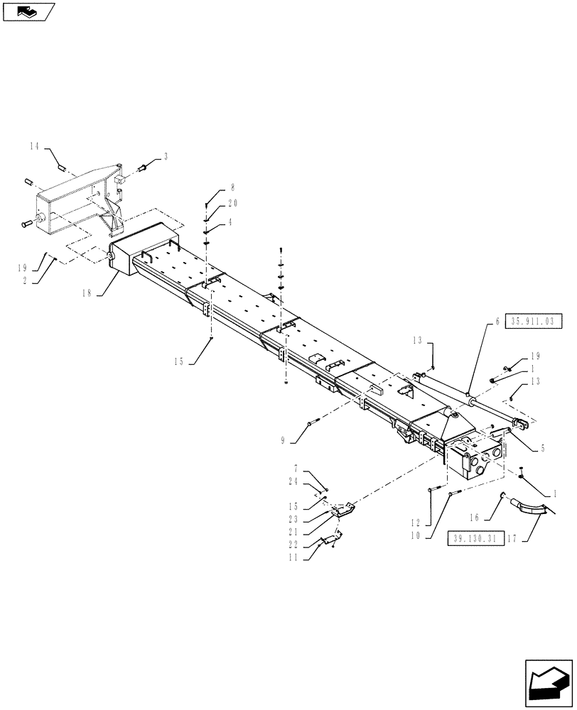 Схема запчастей Case IH 810 - (39.130.05) - 60 BOOM, LH, INNER, 2-1/2" TUBES (39) - FRAMES AND BALLASTING