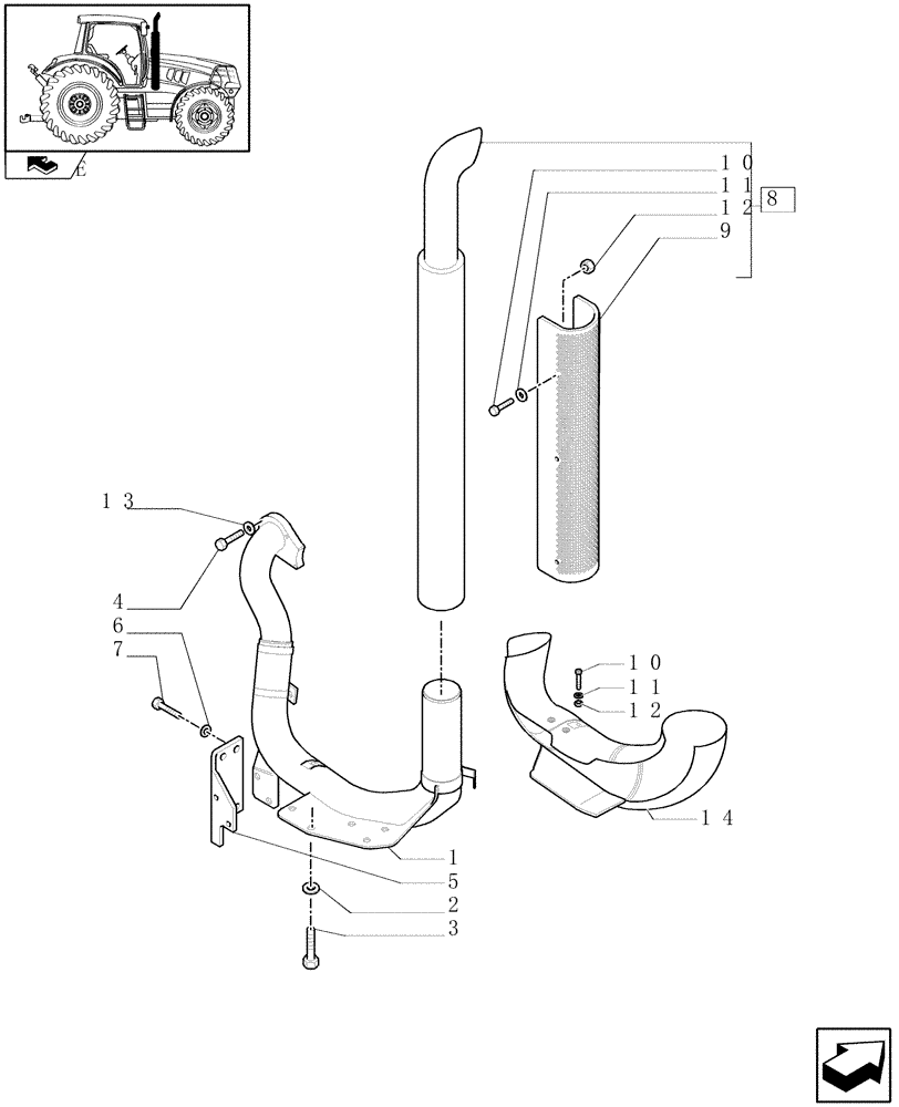 Схема запчастей Case IH MAXXUM 120 - (1.15.1) - SILENCER (02) - ENGINE EQUIPMENT