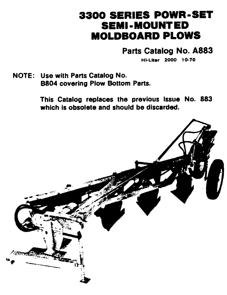 Схема запчастей Case IH 3300-SERIES - (01) - 3300 SERIES POWR-SET, SEMI-MOUNTED, MOLDBOARD PLOWS 