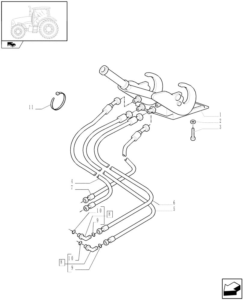 Схема запчастей Case IH PUMA 140 - (1.82.7/12) - EUROPEAN LOADER READY WITH 2 ELEMENTS MID MOUNT VALVES - FAST-FITTING CONNECTION AND PIPES (VAR.332821-334821) (07) - HYDRAULIC SYSTEM