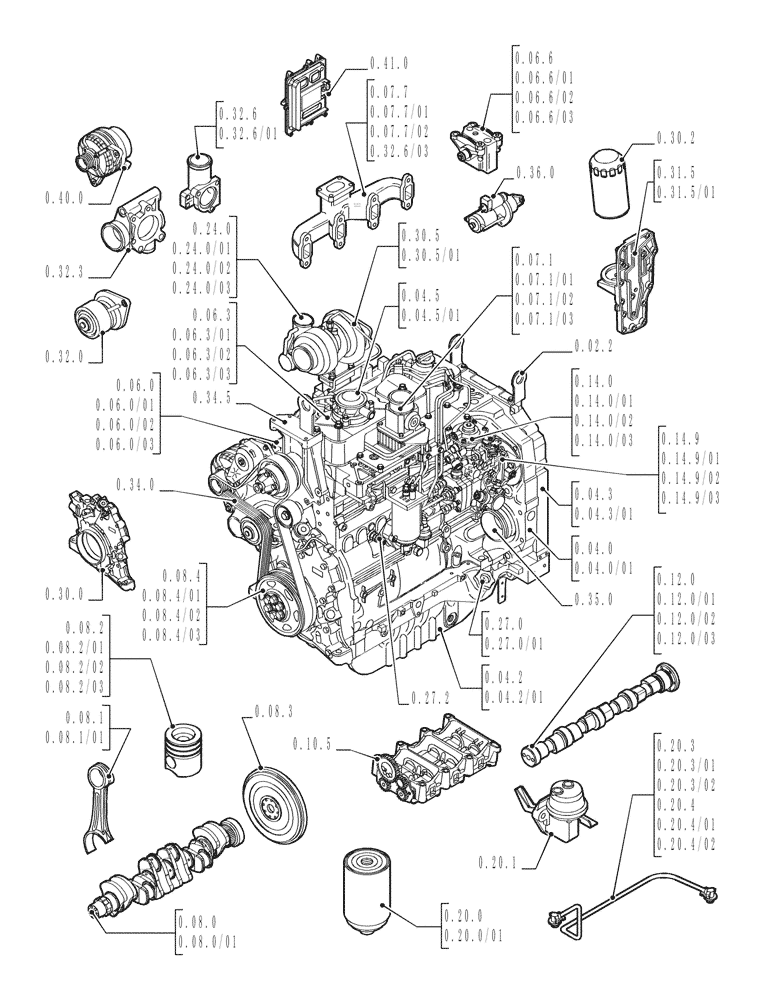 Схема запчастей Case IH MXU135 - (0.02.0) - SEC. 01 - ENGINE (01) - ENGINE