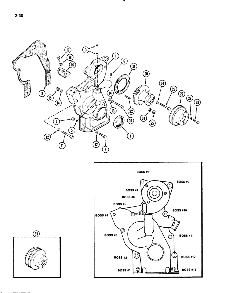 Схема запчастей Case IH 1835B - (2-30) - TIMING GEAR COVER, 148B SPARK IGNITION ENGINE, WATER PUMP (02) - ENGINE