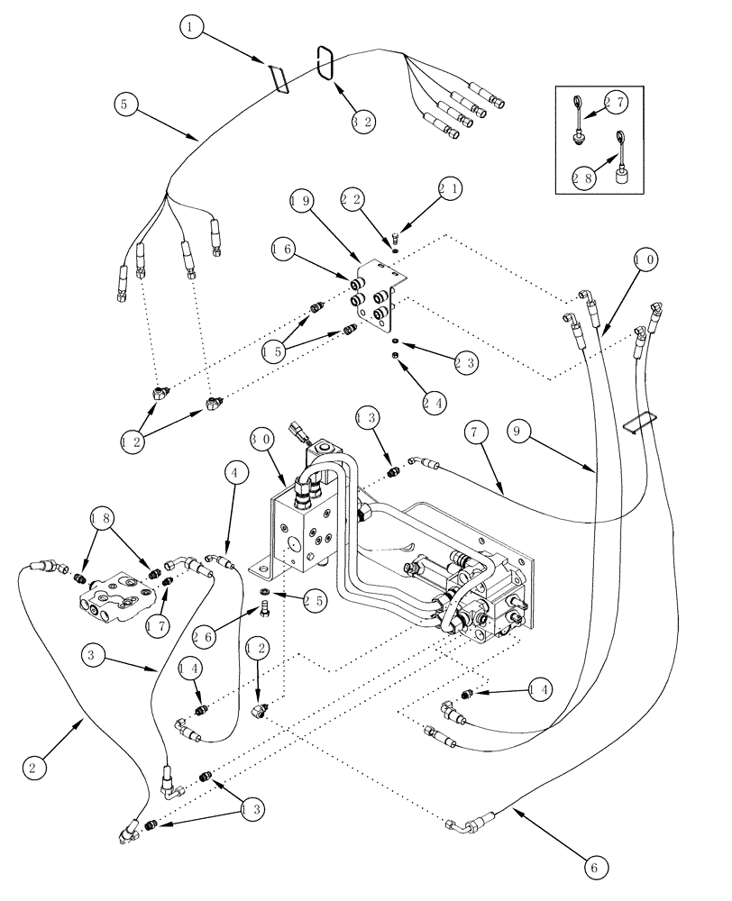 Схема запчастей Case IH L555 - (08-37) - HYDRAULICS EXTERNAL VALVE 2 FUNCTION MX80C - MX100C WITH SELF LEVELING (08) - HYDRAULICS