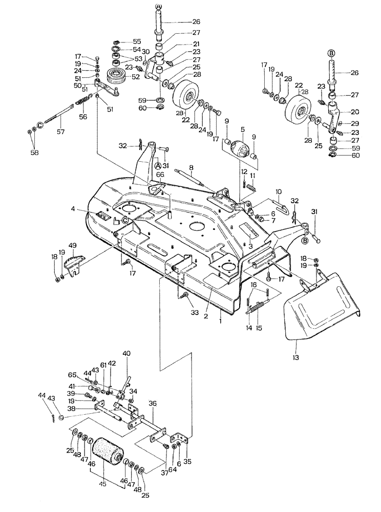 Схема запчастей Case IH TMM48Y - (002) - DECK, GAUGE WHEEL 