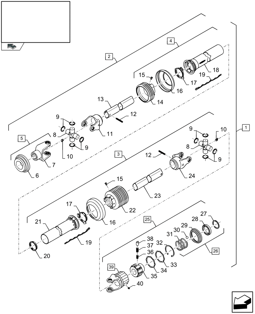 Схема запчастей Case IH 2050 - (20.10M[01]) - POWER TAKE -OFF - 20-24-30FT - F752807 (20) - HEADER