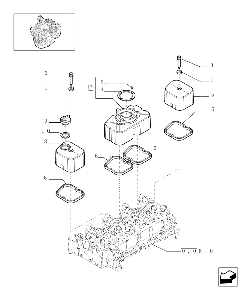 Схема запчастей Case IH F4GE9484A J602 - (0.06.3[01]) - CYLINDER HEAD COVERS (504063159) 