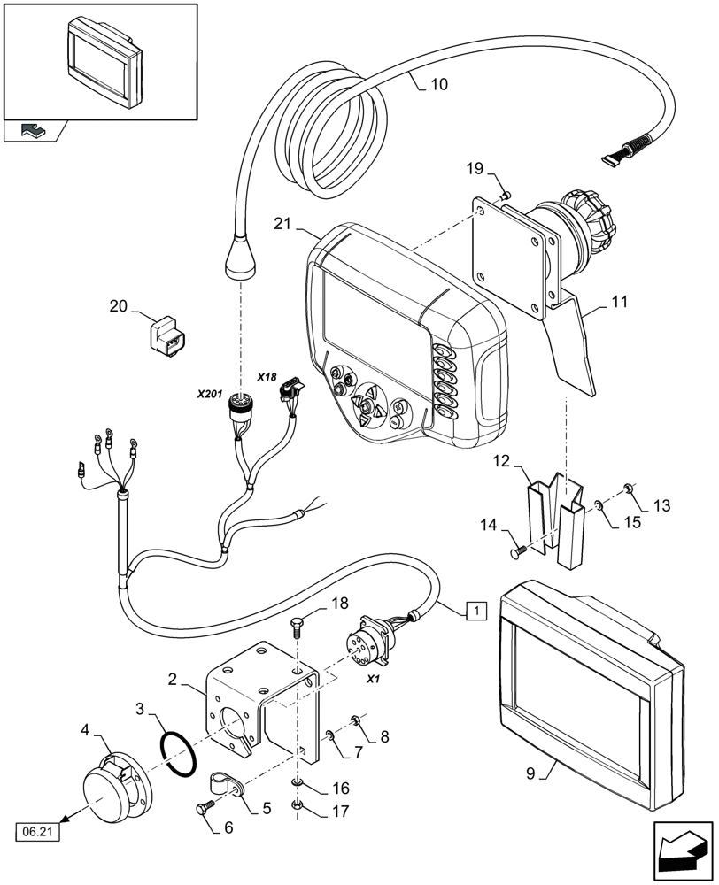 Схема запчастей Case IH LB333P - (06.07[01]) - MONITOR, AFS 300 AND BLACK AND WHITE (06) - ELECTRICAL SYSTEMS
