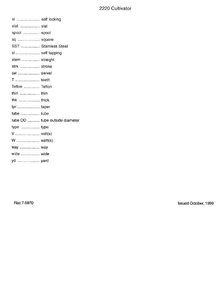 Схема запчастей Case IH 2220 - (1-5) - EXPLANATION OF DIMENSION ABBREVIATIONS 