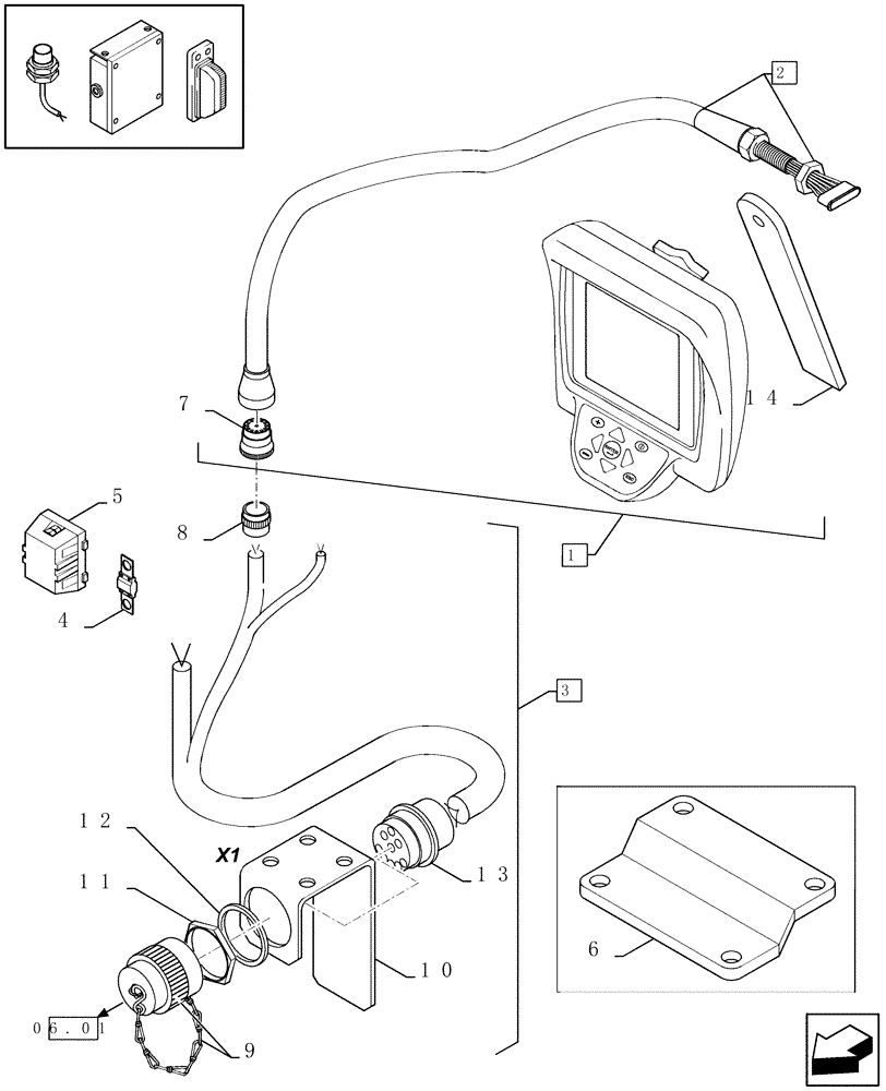Схема запчастей Case IH LBX421R - (06.06[01]) - MONITOR (06) - ELECTRICAL SYSTEMS