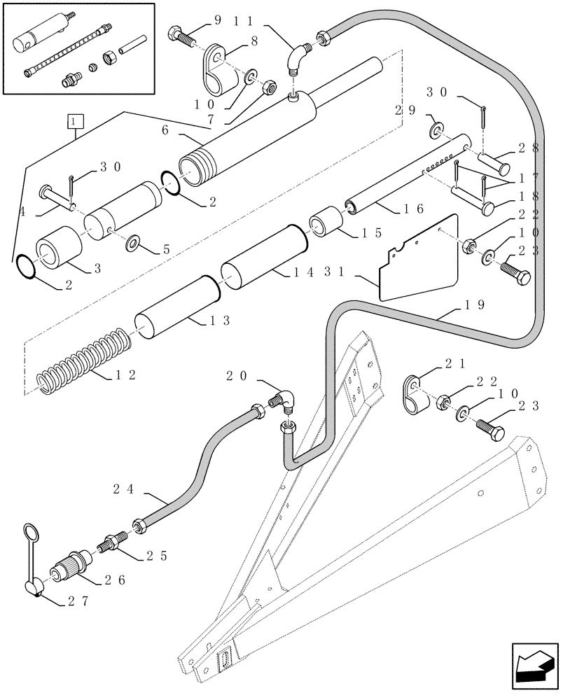 Схема запчастей Case IH LBX331R - (07.05[01]) - PICK-UP LIFTING SYSTEM (07) - HYDRAULIC SYSTEM