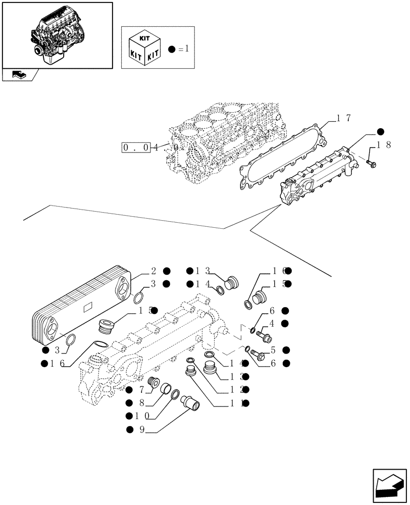 Схема запчастей Case IH F3CE0684A E001 - (0.31.0) - HEAT EXCHANGER (504123438) 