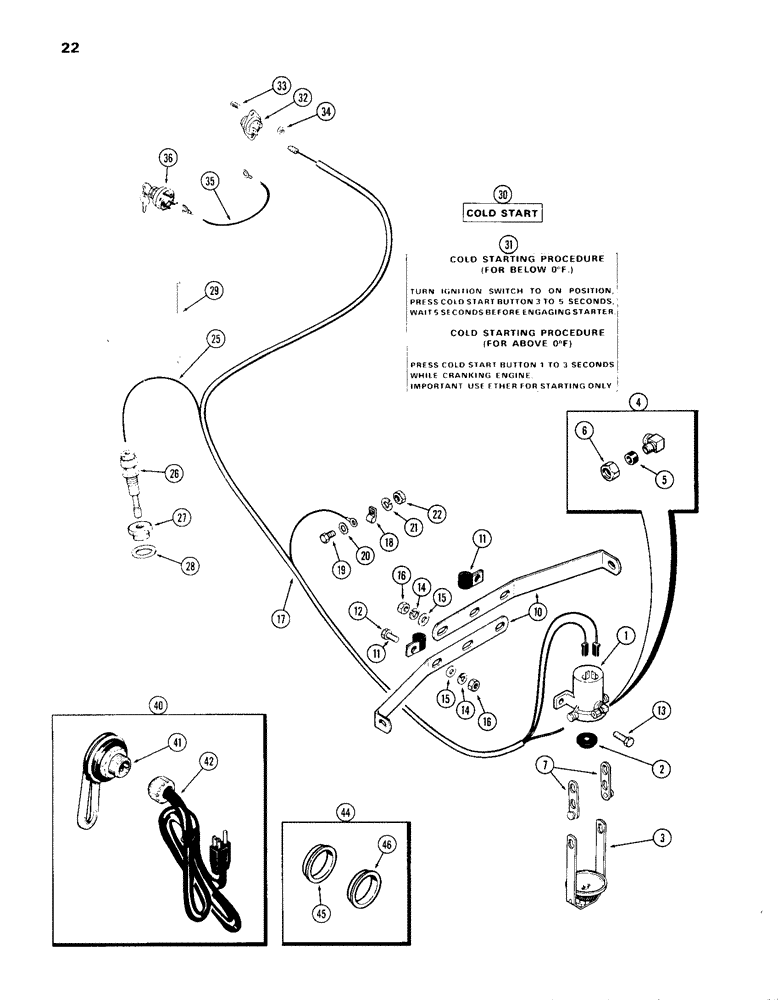 Схема запчастей Case IH 870 - (022) - COLD WEATHER STARTING AIDS, (336B) DIESEL ENG., ETHER STARTING EQUIPMENT, 1ST USED ENG. S/N 2530834 (02) - ENGINE