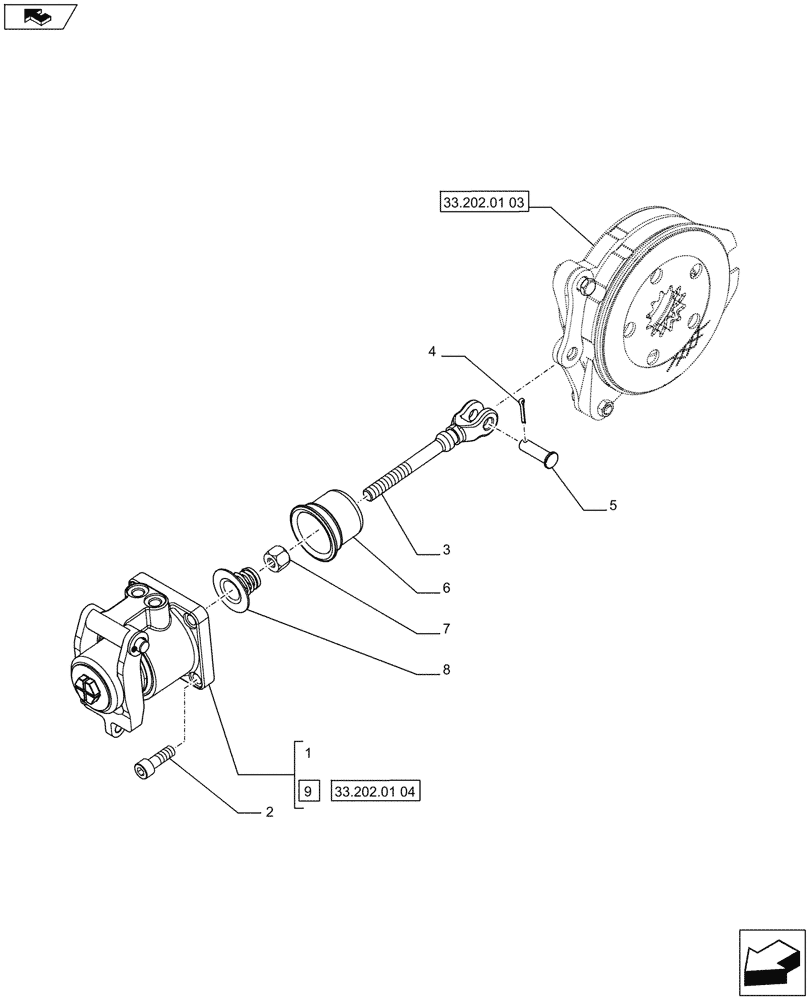 Схема запчастей Case IH FARMALL 65C - (33.202.01[01]) - HYDRAULIC BRAKE - BRAKE CYLINDER (33) - BRAKES & CONTROLS