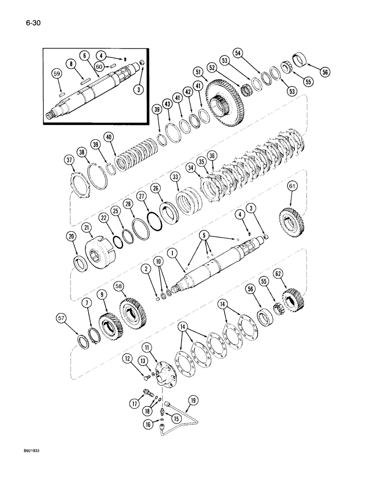Схема запчастей Case IH 7140 - (6-030) - TRANSMISSION SPEED, COUNTERSHAFT WITH CREEPER (06) - POWER TRAIN