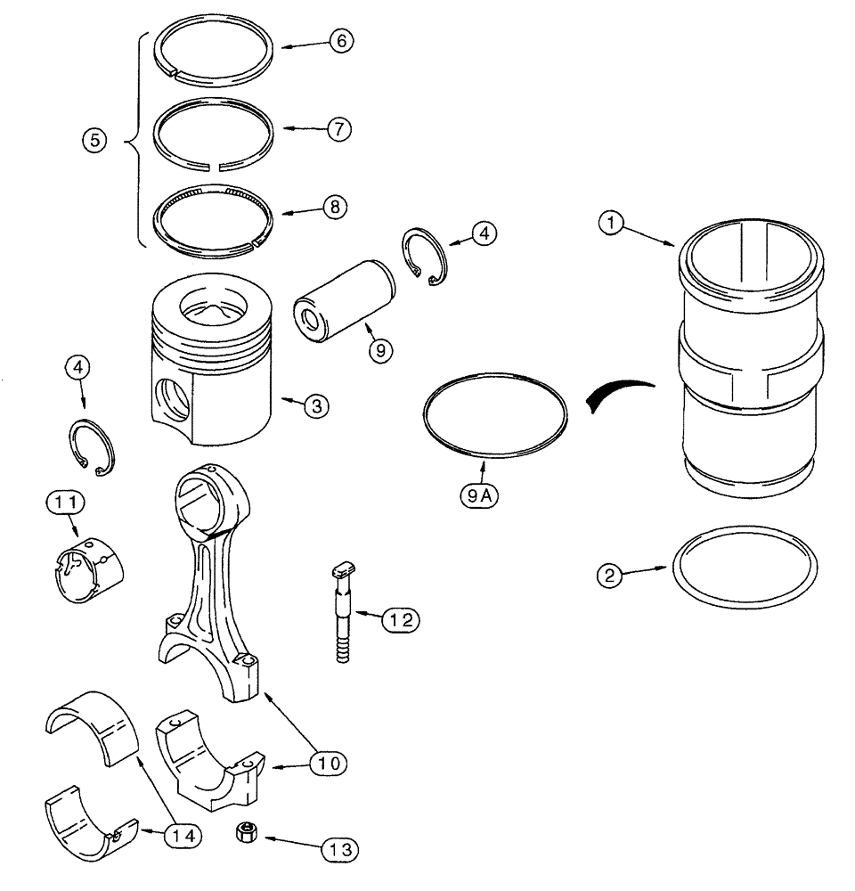 Схема запчастей Case IH 7240 - (2-126) - PISTON AND CONNECTING ROD, 6T-830 AND 6TA-830 ENGINE, TRACTOR PIN JJA0064978 AND AFTER (02) - ENGINE