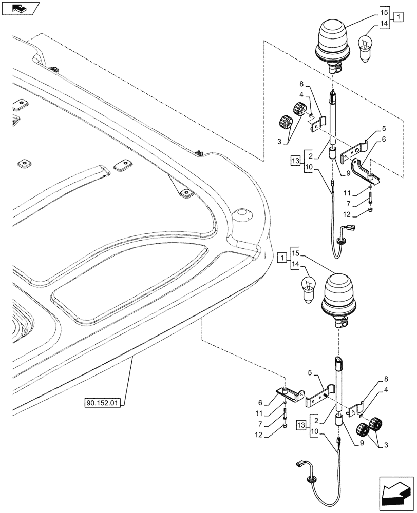 Схема запчастей Case IH FARMALL 75C - (55.514.0102[01]) - 2 ROTARY BEACON - ISO - W/ CAB (VAR.335916) - END YR 03-NOV-2015 (55) - ELECTRICAL SYSTEMS