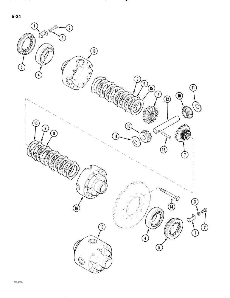 Схема запчастей Case IH 2096 - (5-034) - CARRARO MFD FRONT AXLE, P.I.N. 17898102 AND AFTER, DIFFERENTIAL (05) - STEERING