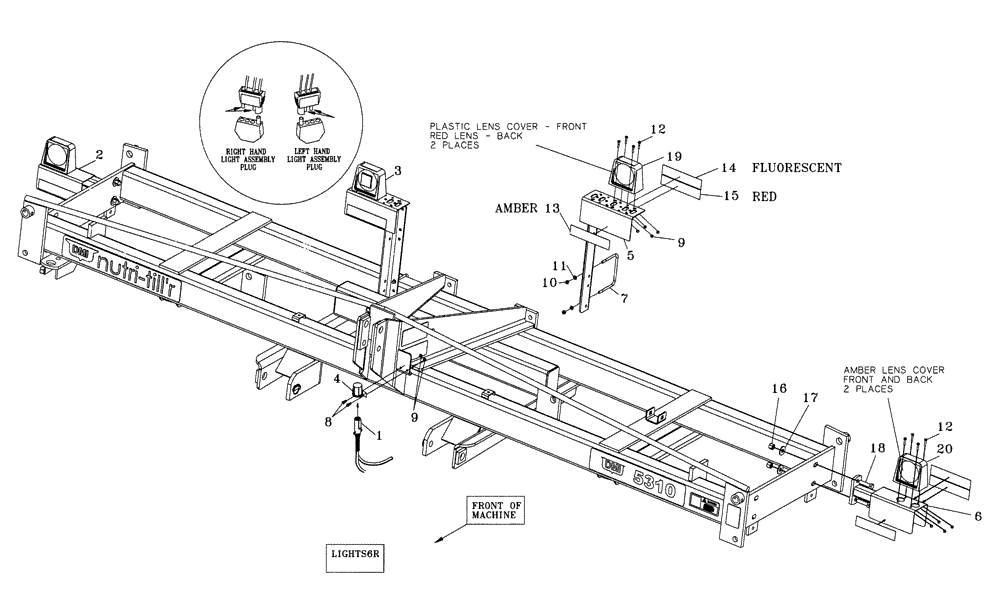Схема запчастей Case IH 5310 - (55.404.01) - WARNING AND TAILLIGHT KIT - 6 ROW UNIT (04) - ELECTRICAL SYSTEMS