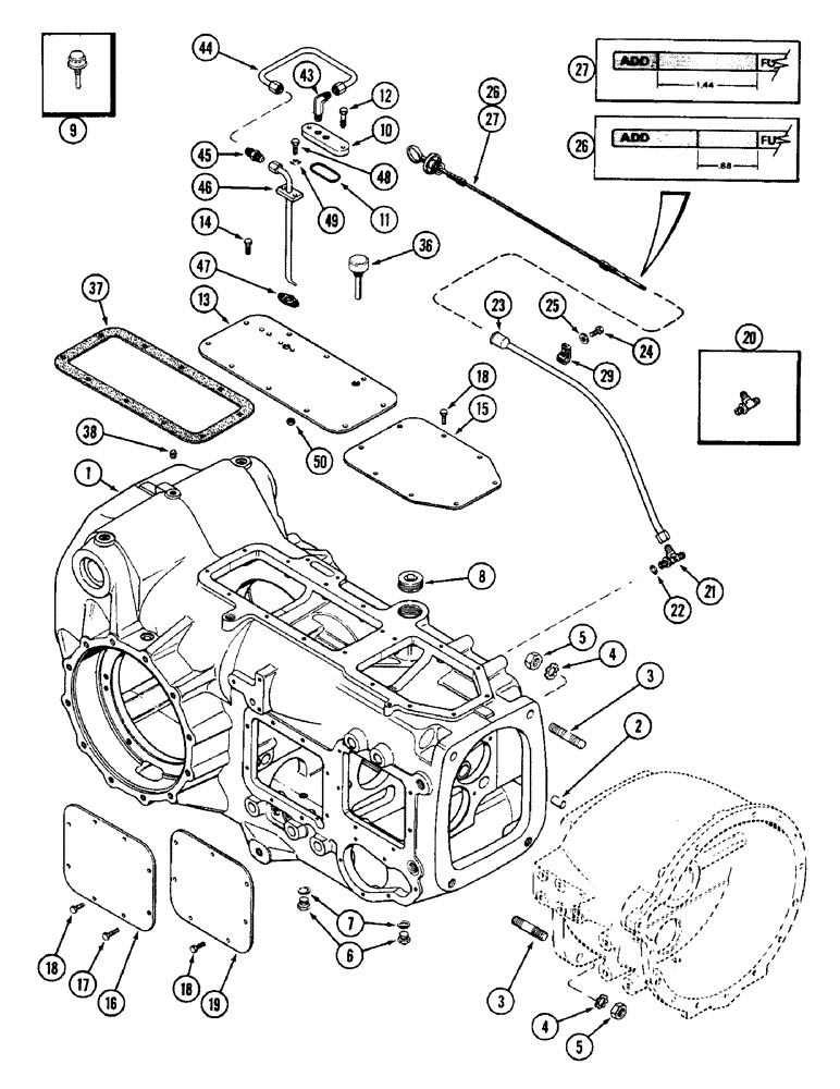 Схема запчастей Case IH 2090 - (6-238) - MECHANICAL SHIFT TRANSMISSION, TRANSMISSION HOUSING (06) - POWER TRAIN